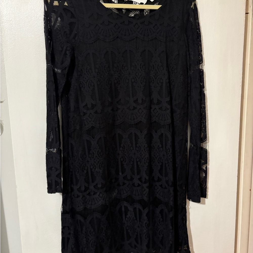 Love Fire Black Long Sleeve Sheath Dress